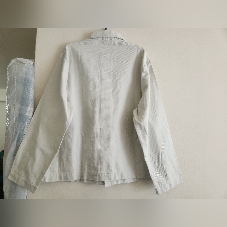 H&M Men's Regular-Fit Twill Shacket Cotton Twill Taupe/Off White Size L Bnwt — image 6 of 8